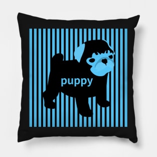 blue puppy,bulldog Pillow