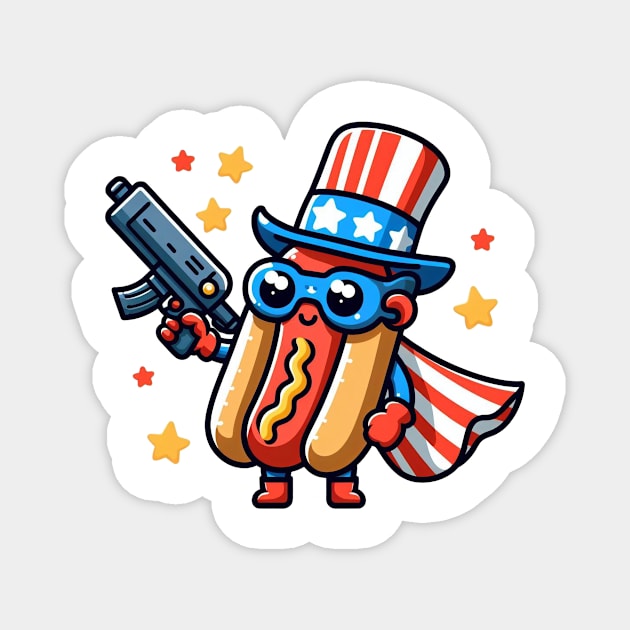 A Whimsical Tribute to American Culture in Cartoon Style Magnet by ragil_studio