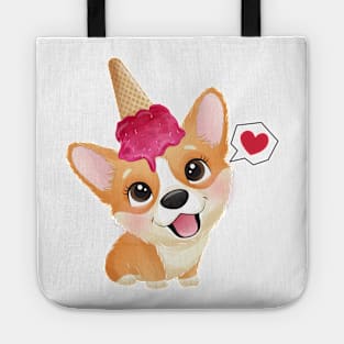 cute little corgi with ice cream tshirt Tote