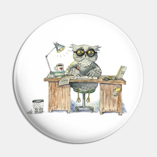 Workaholic owl Pin