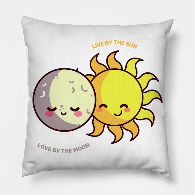 Live by the Sun, Love by the Moon Cute Gift for People Who Enjoy Life Pillow by nathalieaynie