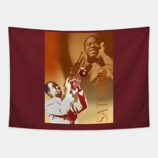 Louis Armstrong Collage Portrait Tapestry