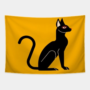 Black cat side profile Tapestry