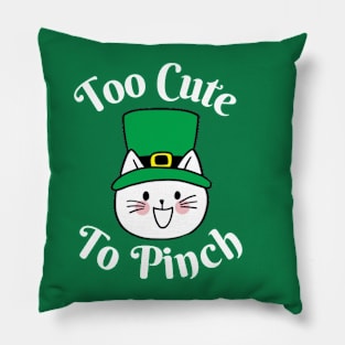 Too Cute To Pinch Cat Lover Funny St Patricks Day Pillow