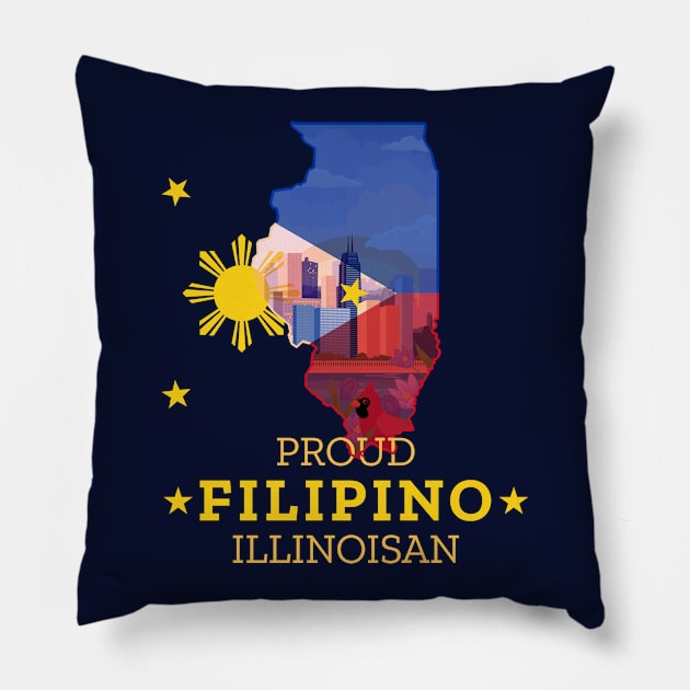 Proud Filipino Illinoisan - Illinois State Pride Pillow by Family Heritage Gifts