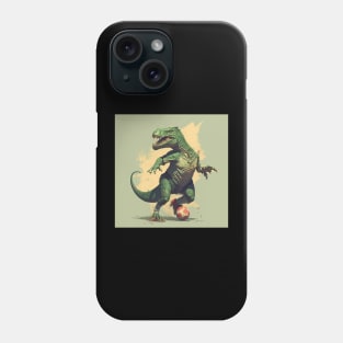 Soccer dinosaur playing football Green t-shirt Phone Case