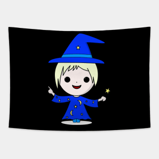 Cute Kawaii wizard with a magic wand Tapestry