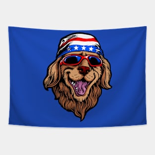 USA Patriotic American Dog Illustration Tapestry