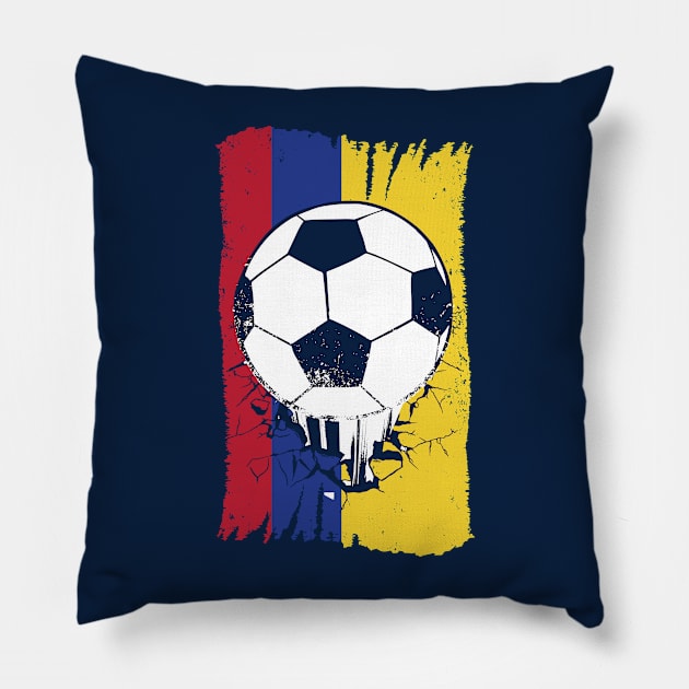 Vintage Ecuadorian Flag with Football // Retro Ecuador Soccer Pillow by SLAG_Creative