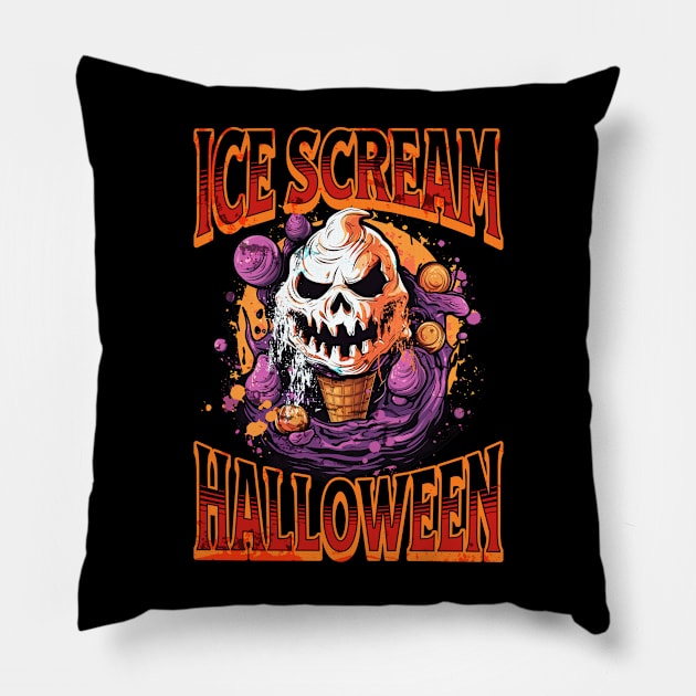 Ice Scream Halloween Scary Spooky Ice Cream Pillow by Carantined Chao$