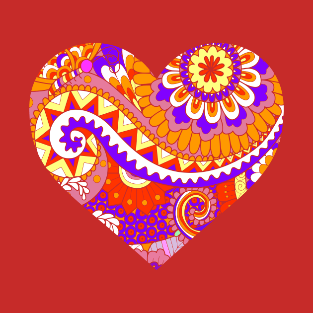 Purple and Orange Floral Heart by AlondraHanley