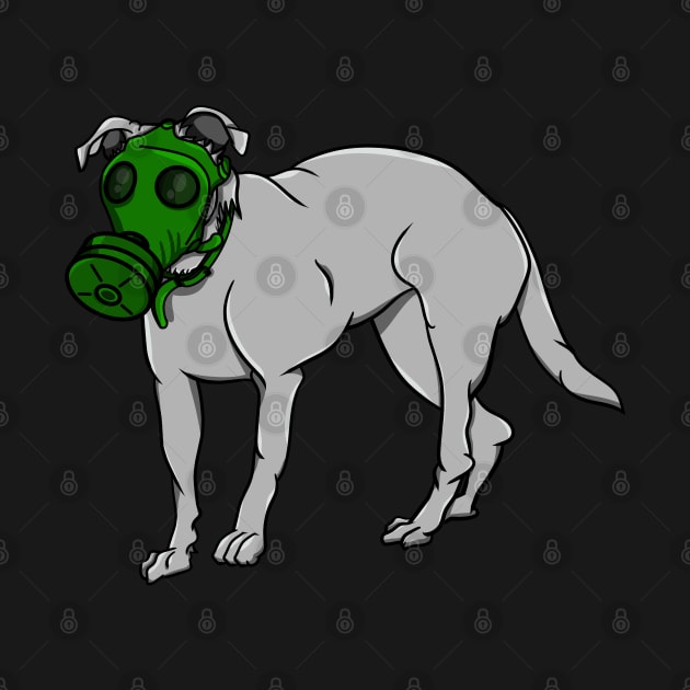 Dog Wearing A Gas Mask by mailboxdisco