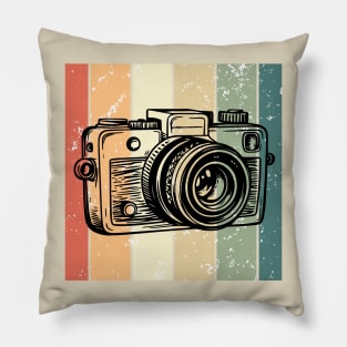 Vintage Colors Retro Photographer Camera Pillow