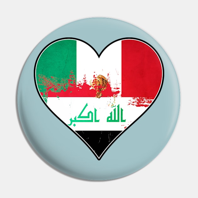 Mexican and Iraqi Heart Mix Heritage Flag Pin by Just Rep It!!