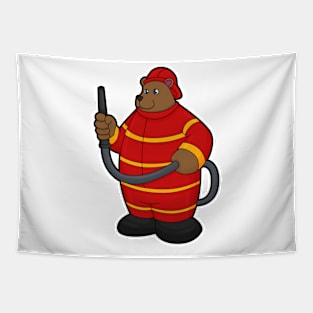 Bear as Firefighter with Hose Tapestry