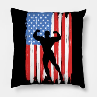 American Flag Bodybuilding Graphic Pillow