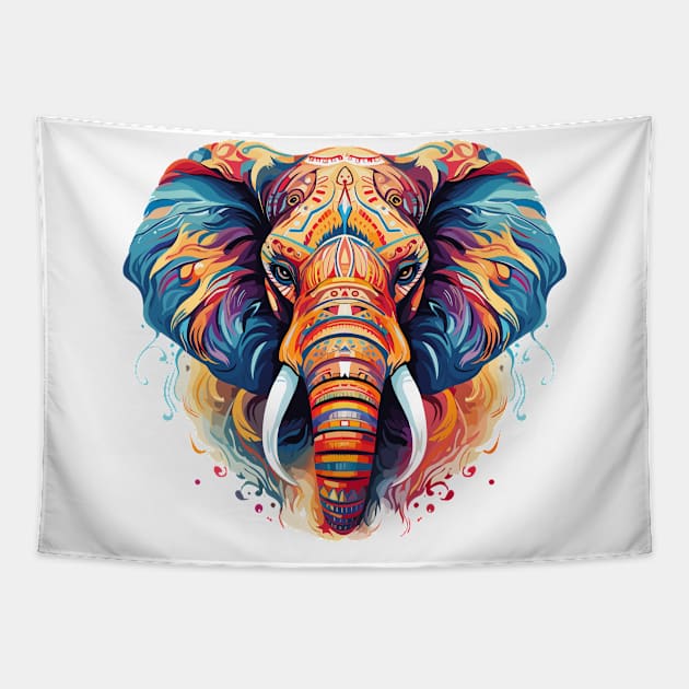 Colorful Decorative Indian Elephant Design Tapestry by TF Brands