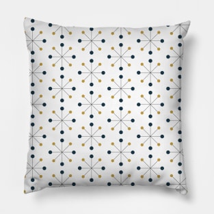 Atomic Age, Mid Century Modern Pattern Navy, Mustard Yellow Pillow