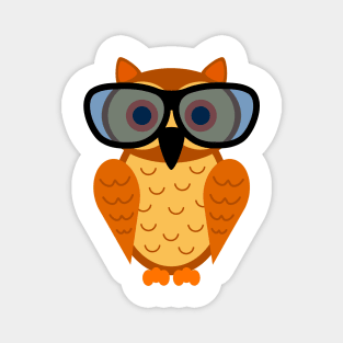 Funny and Cute Nerdy Owl with Nerd Glasses Magnet