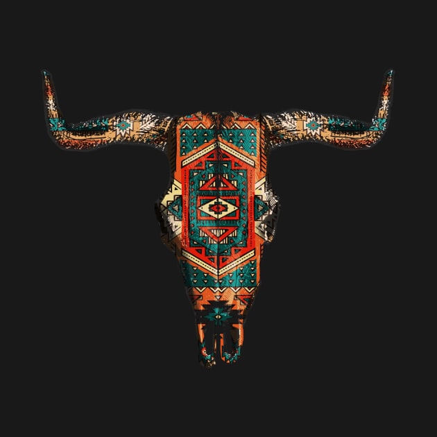 Copy of Vintage Aztec Indian Pattern Bull Skull Cowgirl design by bigraydesigns