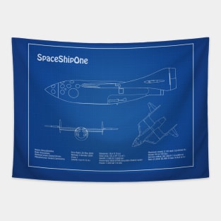 SpaceShipOne Spaceplane - Airplane Blueprint - AD Tapestry