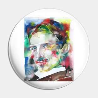 NIKOLA TESLA watercolor portrait .4 Pin