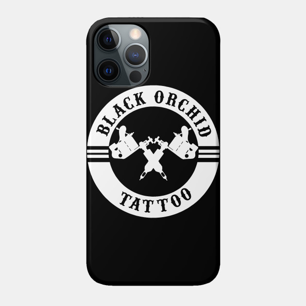 Black orchid circle logo white - Tattoo - Phone Case