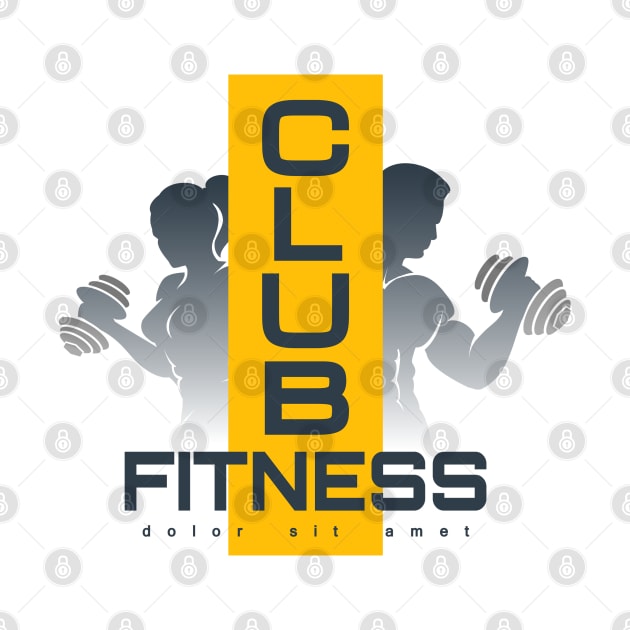 Fitness Club Emblem with Silhouettes of Training People. by devaleta