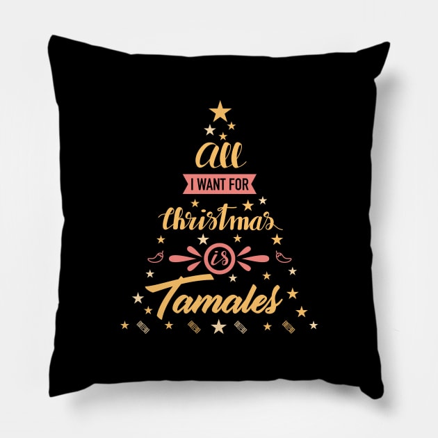 All I want for Christmas is Tamales - Navidad Latina Pillow by verde