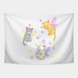 fairy kitties (pink/yellow/blue) Tapestry