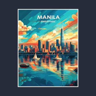 Manila Philippines Vintage Travel and Tourism Advertising Print T-Shirt