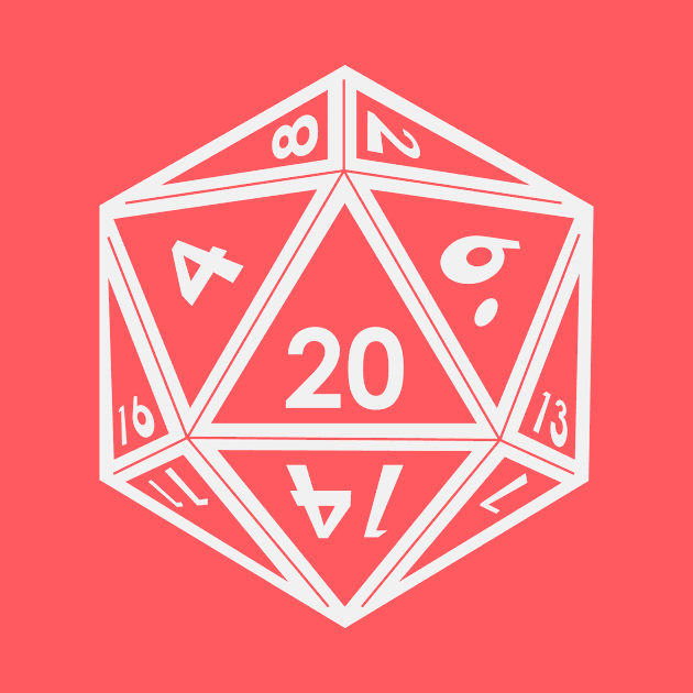 Transparent D20 Dice (White Outline) Full Size by Stupid Coffee Designs