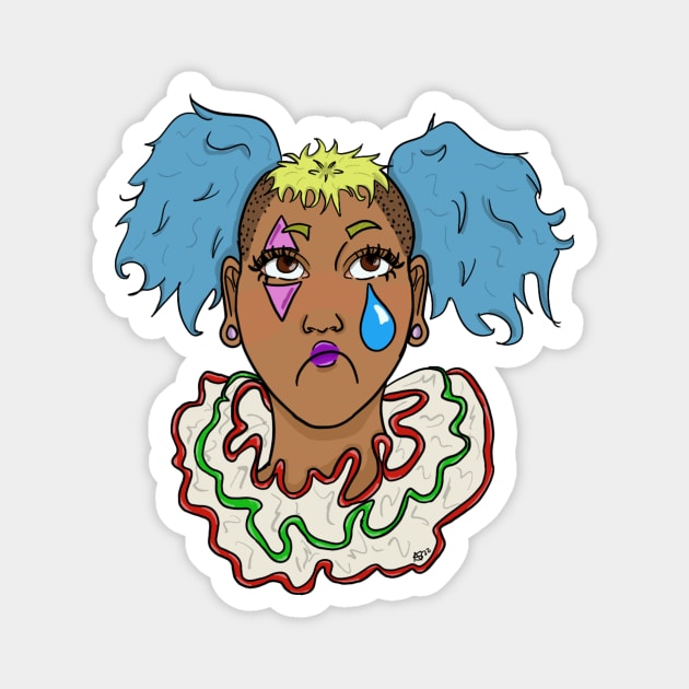 Sad clown girl Magnet by Scootin Newt