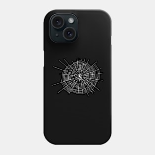 Spider Web, Expansive and Rugged, White on Black Phone Case