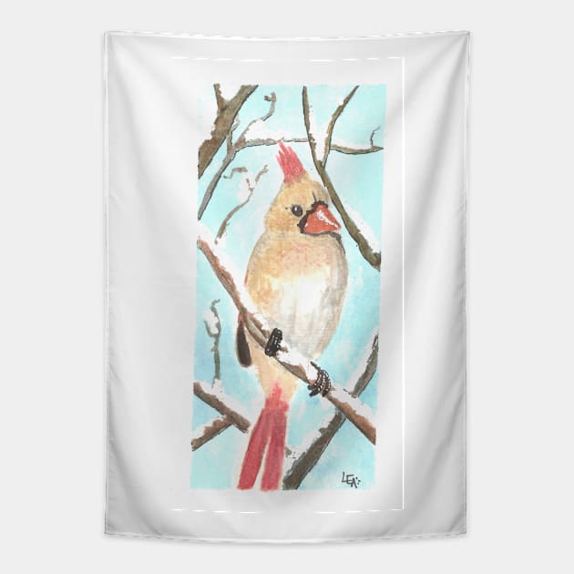 Winter red cardinal Tapestry by Créa'RiBo