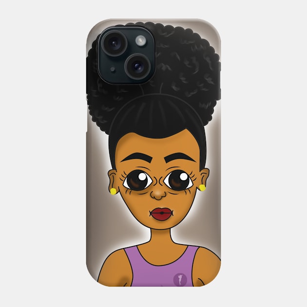 Cute black girl digital art Phone Case by Spinkly Creations 