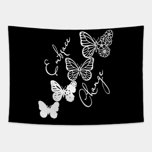 Embrace Change - White Cute Butterfly Tapestry