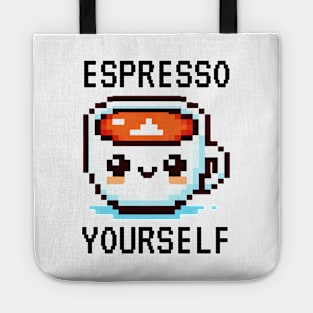 Pixel Coffee Cup Art - Espresso Yourself Design Tote