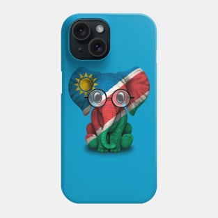 Baby Elephant with Glasses and Namibian Flag Phone Case