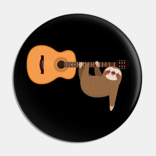 Funny Sloth Playing Classic Guitar Guitarist Music Lover Pin