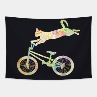 Cat Bike Cycling Bicycle Tapestry