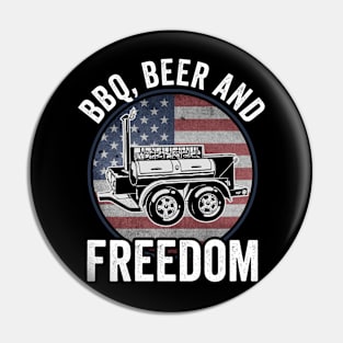 BBQ Beer Freedom 4th Of July USA American Flag Pin