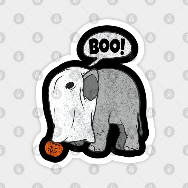 Funny Halloween Elephant Ghost Costume Cute Boo Jack O Lantern Magnet by luxembourgertreatable