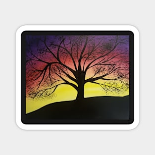 Sunset tree silhouette Magnet