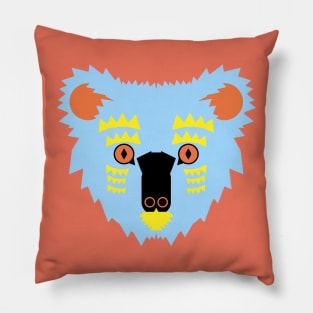 Koala Bear Face, blue Pillow