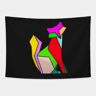 Geometric cat in bright colors. Tapestry