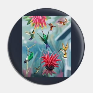 Hummingbird Feeder Frenzy Pin