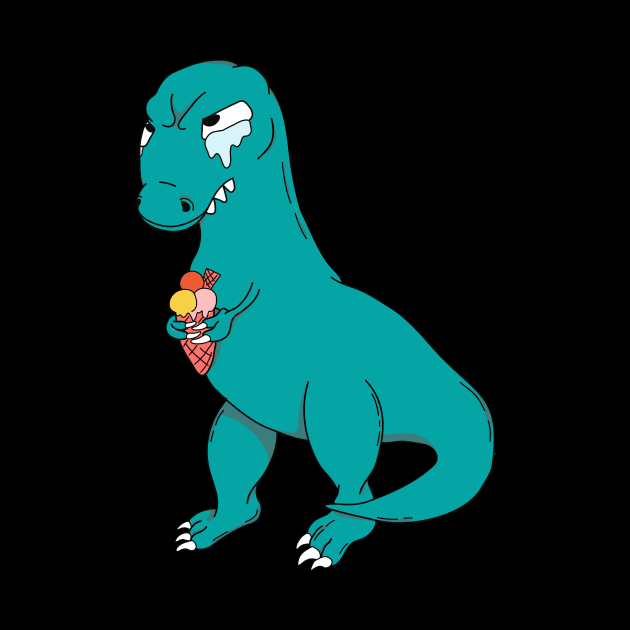 Funny T-Rex Dino with Ice Cream by Foxxy Merch