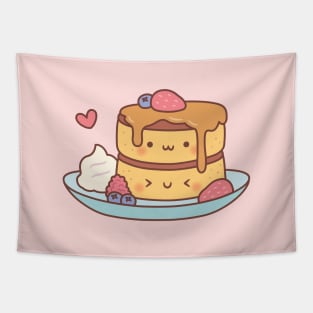 Cute Japanese Style Fluffly Pancakes Doodle Tapestry