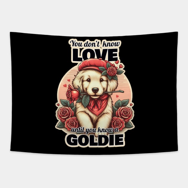 Golden Retriever Valentine's day. Tapestry by k9-tee